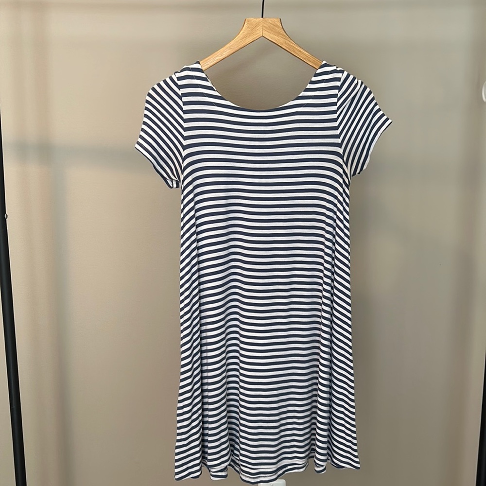 LOFT petite striped swing dress